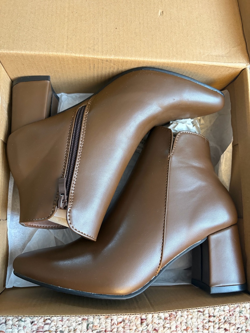 Amazon Brown Block Heel Ankle Booties